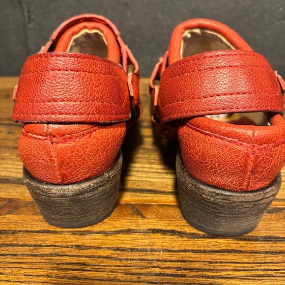 FRYE Carson Western Bootie Mules Red Leather Harness Shoes 70160 Women's 7 B - Picture 6 of 12